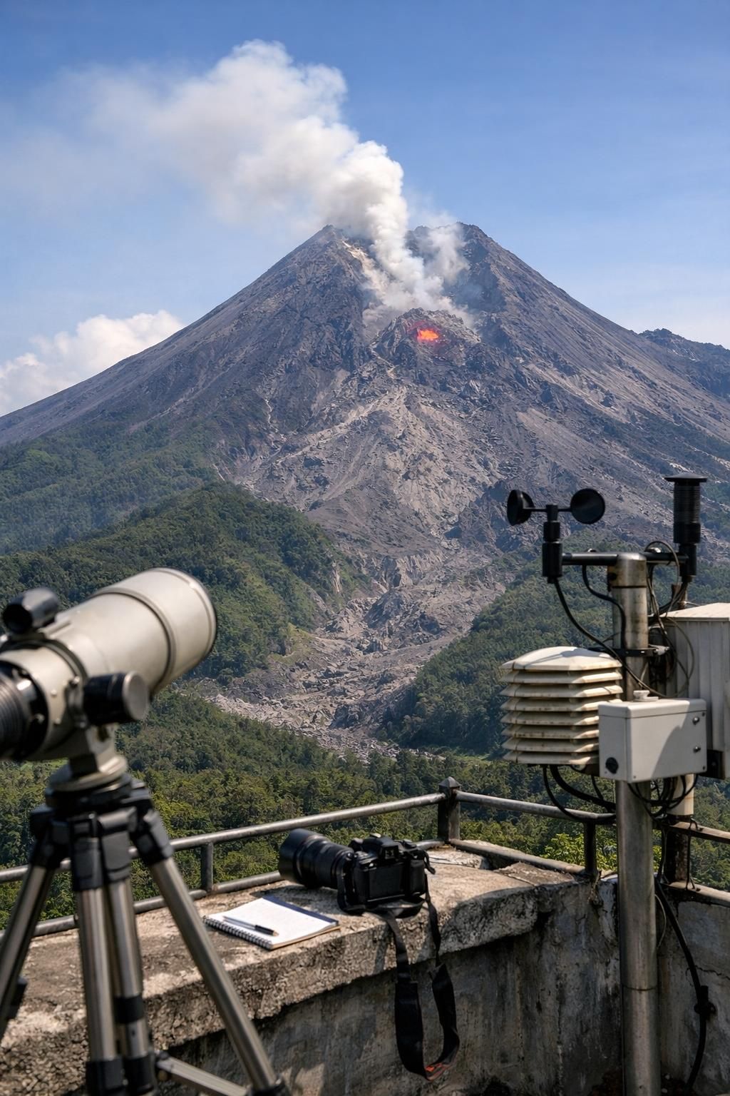indonesia memantau dengan cermat peningkatan aktivitas gunung merapi untuk memastikan keselamatan warga dan mengantisipasi potensi erupsi.