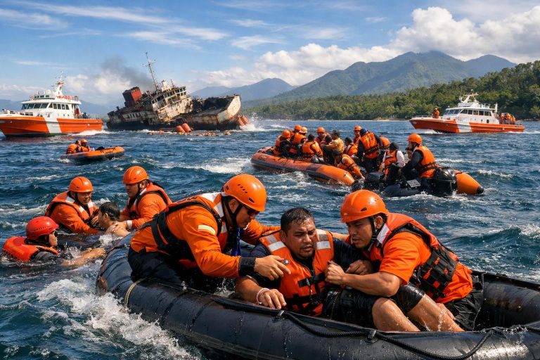 sumatra melaksanakan operasi penyelamatan besar-besaran setelah kecelakaan kapal, memastikan keselamatan semua penumpang dan menangani situasi darurat dengan cepat.